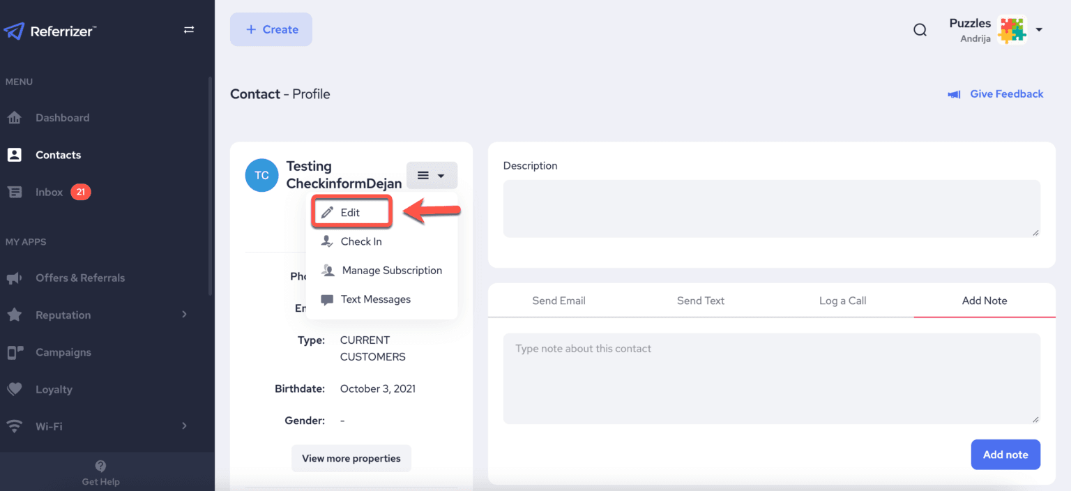 How to edit an existing contact - Knowledge Base - Referrizer